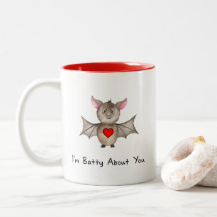 Funny ich bin Batty über dich Valentine Zweifarbige Tasse