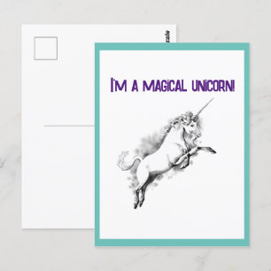 Funny Ich bin ein magisches Unicorn Dorky Fantasy  Postkarte