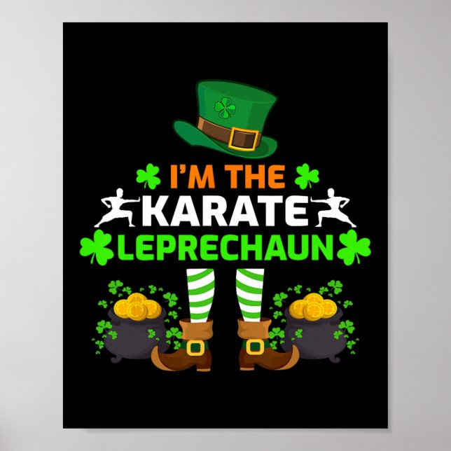 Funny Ich bin Karate Leprechaun Karate St. Patrick Poster (Vorne)