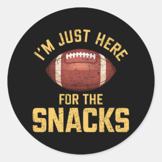 Funny ich bin nur hier für die Snacks Football 1 Runder Aufkleber