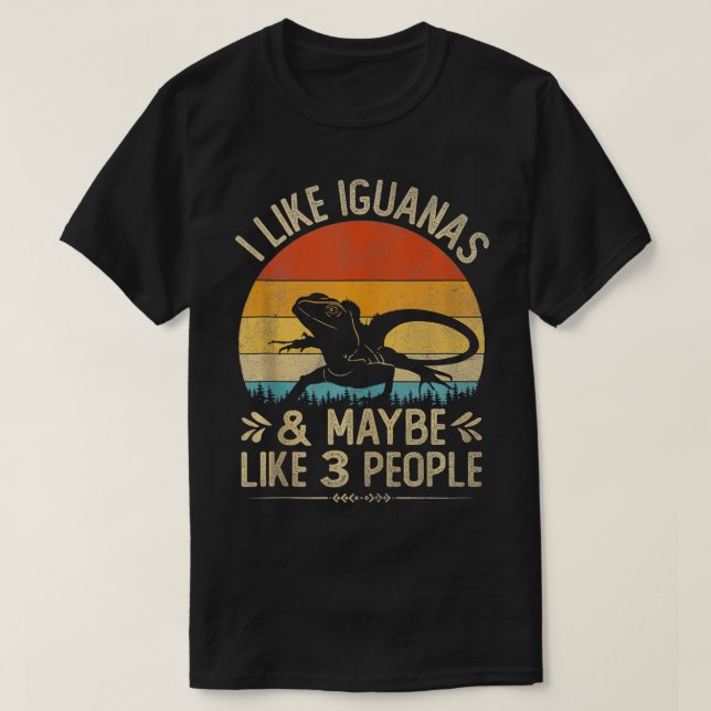 Funny ich mag Iguanas und vielleicht wie 3 Leute V T-Shirt (Design vorne)
