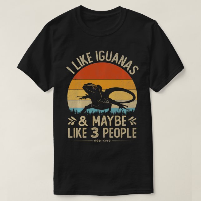 Funny ich mag Iguanas und vielleicht wie 3 Leute V T-Shirt (Design vorne)