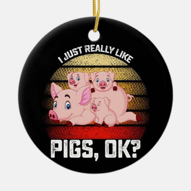 Funny, ich mag Schweinefleisch echt. Keramik Ornament (Vorne)