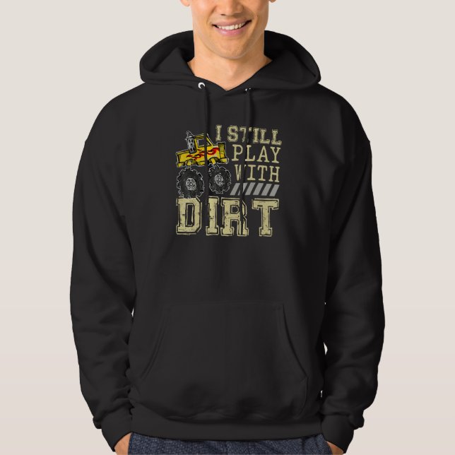 Funny ich spiele mit Dirt Traktor, Bauernmännchen, Hoodie (Vorderseite)