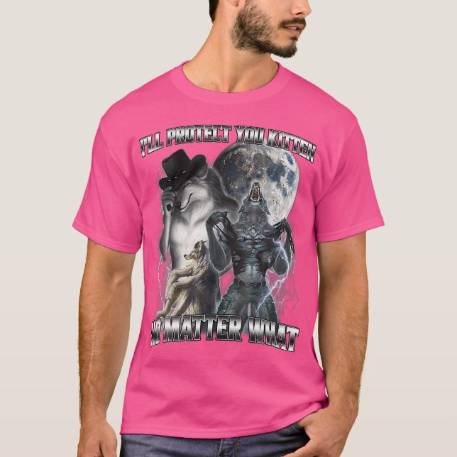 Funny ich werde dich schützen Kitten Alpha Wolf T-Shirt (Vorderseite)
