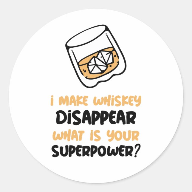 Funny ich Whiskey verschwinden lassen Runder Aufkleber (Vorderseite)