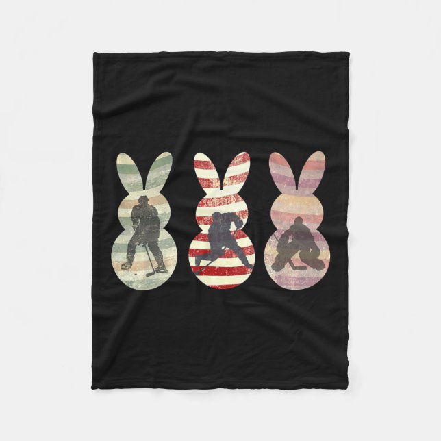 Funny Ickey Hockey Sport Oster Sonnige Kaninchen E Fleecedecke (Vorderseite)