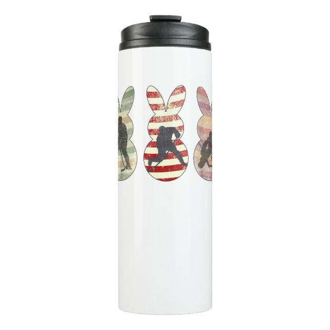 Funny Ickey Hockey Sport Oster Sonnige Kaninchen E Thermosbecher (Vorderseite)