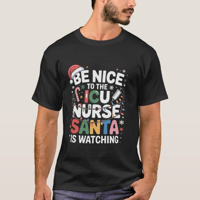 Funny ICU Nurse Christmas Critical Care Nurse Xmas T-Shirt (Vorderseite)