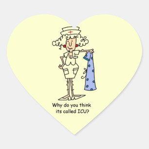 Funny ICU Nurse T - Shirt und Geschenke Herz-Aufkleber
