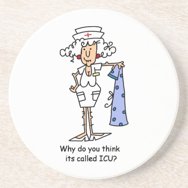 Funny ICU Nurse T - Shirt und Geschenke Sandstein Untersetzer (Vorne)