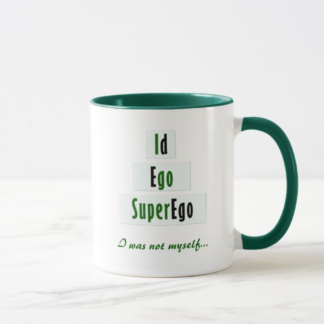 Funny Id, Ego und Superego Theorie, grün und schwa Tasse (Rechts)