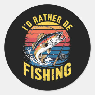 Funny Id eher B Fishing-Design Männer Boy Fisher Runder Aufkleber
