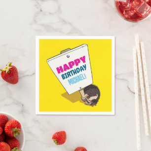 Funny Igel hinzufügen Name glücklich Geburtstag Ca Serviette