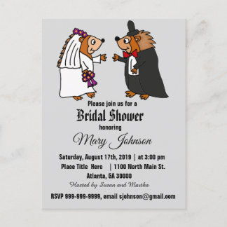 Funny Igel Wedding Cartoon Einladungspostkarte