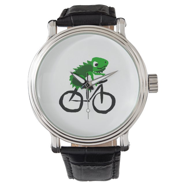 Funny Iguana Reiten Fahrrad Armbanduhr (Vorderseite)