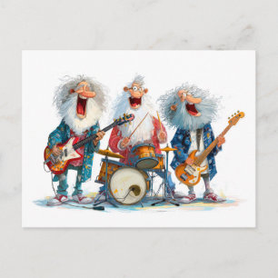 Funny Illustration von Senioren, die Rockmusik spi Feiertagspostkarte