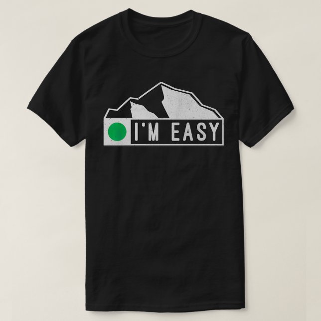 Funny Im Easy Ski Snowboard Green Marker Mountain T-Shirt (Design vorne)