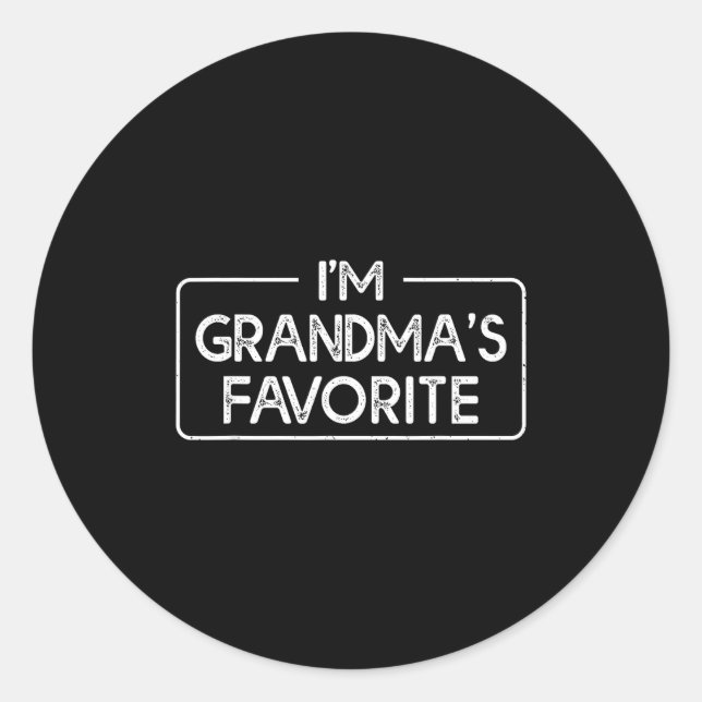 Funny I'm Grandma's Favorite Grandson Granddaughte Runder Aufkleber (Vorderseite)