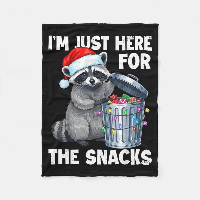 Funny I'm Just Here For The Snacks Raccoon Christm Fleecedecke (Vorderseite)