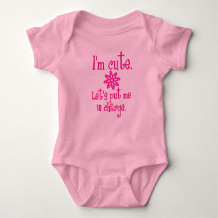 Funny "I'm Niedlich Put Me in Charge" Pink Girly S Baby Strampler