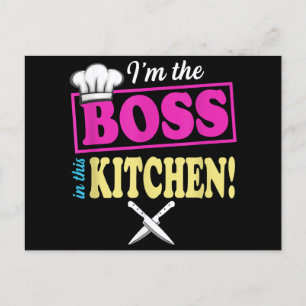 Funny im the Boss in dieser Küche T - Shirt Kochen Feiertagspostkarte