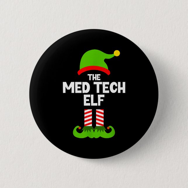 Funny I'm The Med Tech Elf Christmas Xmas Medical  Button (Vorderseite)