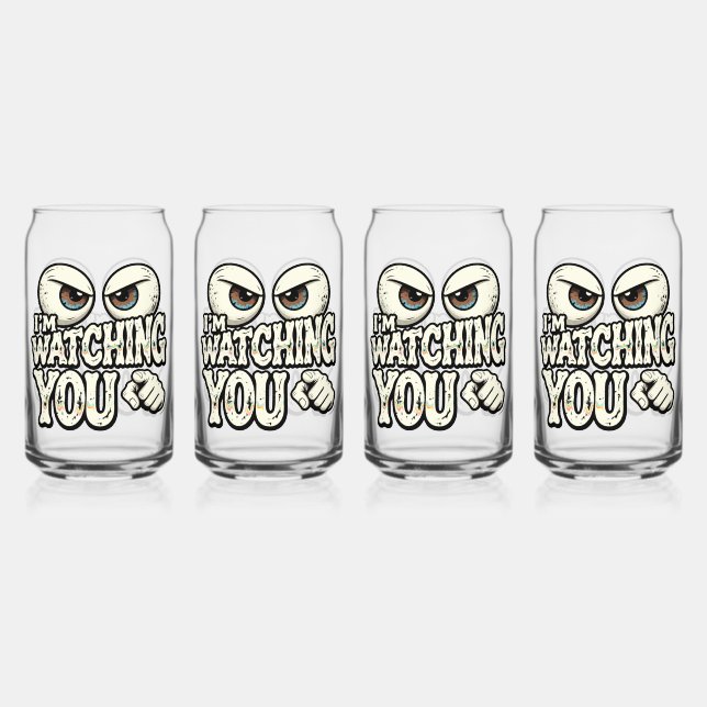 Funny "I'M WATCHING YOU" Retro Eyes Coffee Mug - O Dosenglas (Vorderseite)