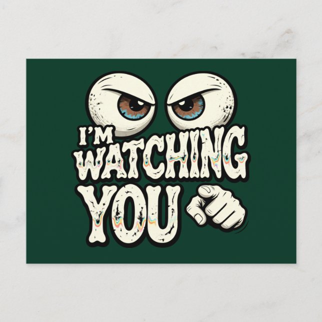 Funny "I'M WATCHING YOU" Retro Eyes Greeting Card  Postkarte (Vorderseite)