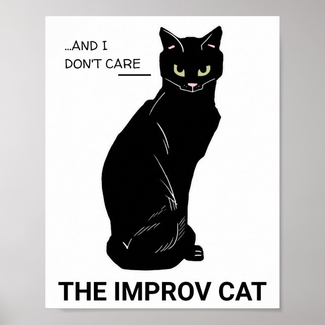 Funny Improv Cat: Ja, Und... Es ist mir egal Poster (Vorne)