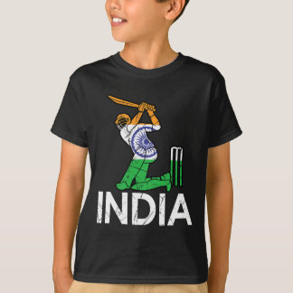 Funny India Flag Cricket Supporters Tee Indian Cri