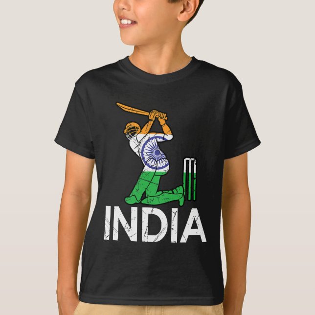 Funny India Flag Cricket Supporters Tee Indian Cri (Vorderseite)