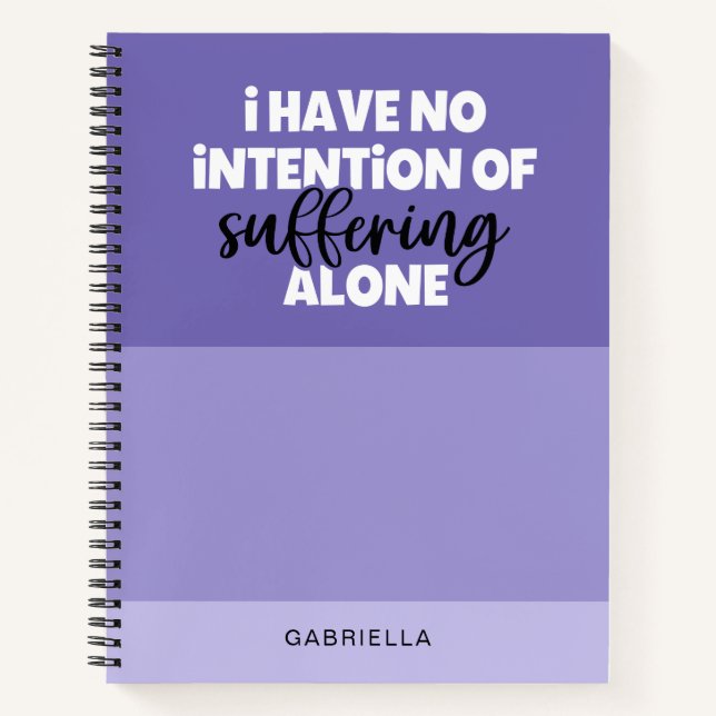 Funny Indigo Lila Colorblock Allein leiden Notizbuch (Vorderseite)