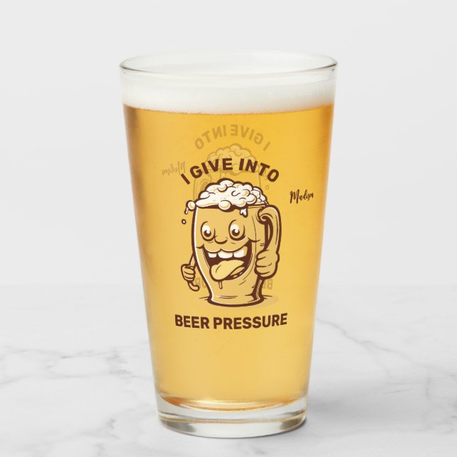Funny Individuelle Name & Text Beer Glas (Rückseite (gefüllt))
