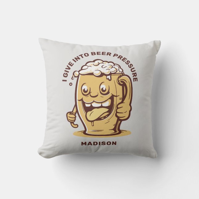 Funny Individuelle Name & Text Beer Kissen (Vorderseite)