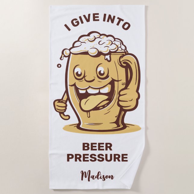 Funny Individuelle Name & Text Beer Strandtuch (Vorderseite)