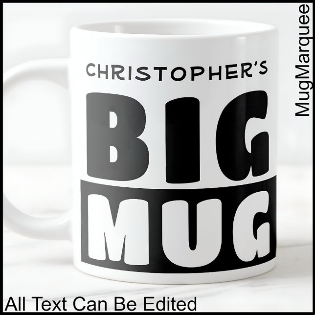 Funny Individuelle Name Text Two Tone Black Big Ta Jumbo-Tasse (Von Creator hochgeladen)