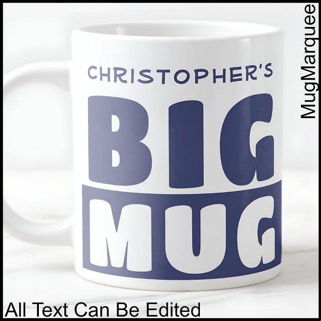 Funny Individuelle Name Text Two Tone Blue Big Tas Jumbo-Tasse (Von Creator hochgeladen)