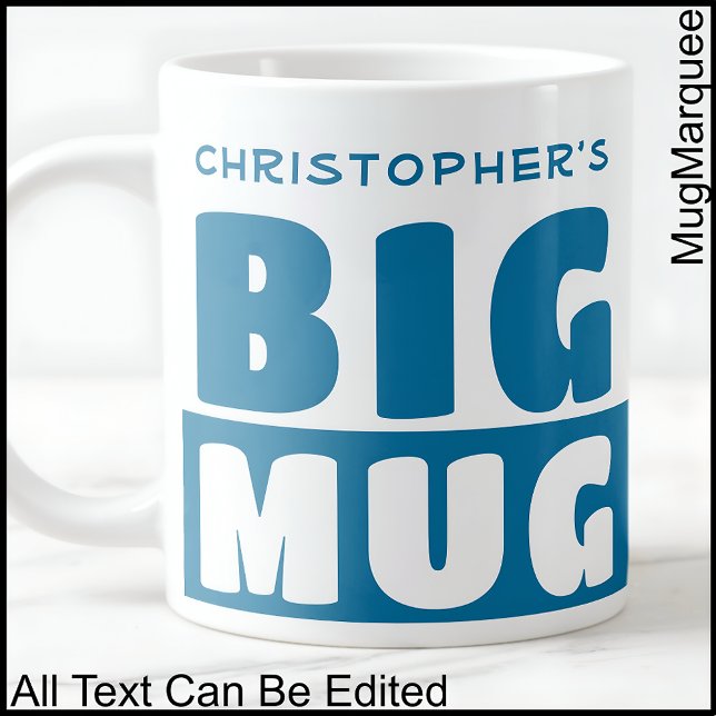 Funny Individuelle Name Text Two Tone Blue Big Tas Jumbo-Tasse (Von Creator hochgeladen)