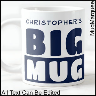 Funny Individuelle Name Text Two Tone Navy Big Tas Jumbo-Tasse
