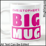 Funny Individuelle Name Text Two Tone Pink Große T Jumbo-Tasse<br><div class="desc">Diese kühne Zwei-Töne-Tasse behalte Dinge, die einfach, aber effektiv mit vollständig editierbar sind. Die Kontrastfarbe verleiht diesem Pop einen stilvollen Touch und macht ihn zu einem idealen Geschenk oder einer Tasse mit Persönlichkeit. Der gesamte Text ist vollständig anpassbar.</div>