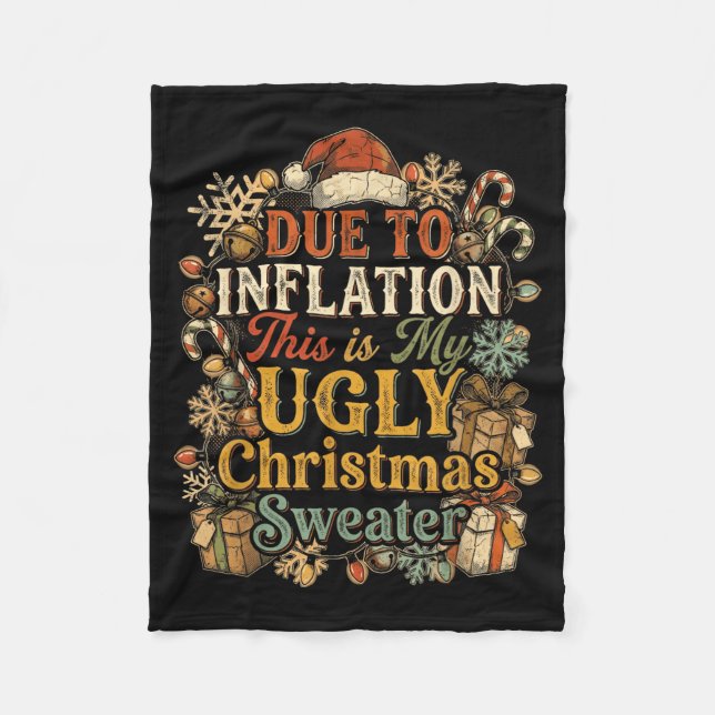 Funny Inflation Ugly Christmas Sweater Retro Vinta Fleecedecke (Vorderseite)