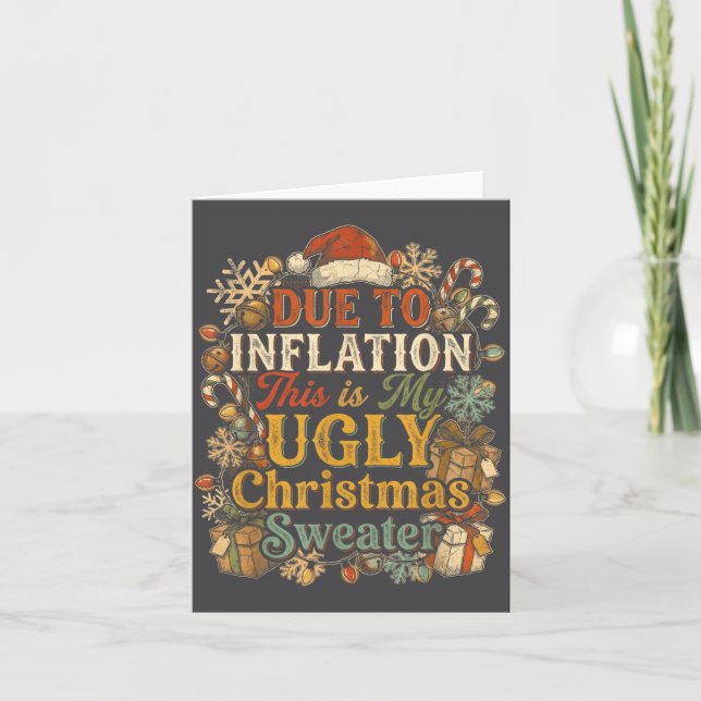Funny Inflation Ugly Christmas Sweater Retro Vinta Karte (Vorderseite)