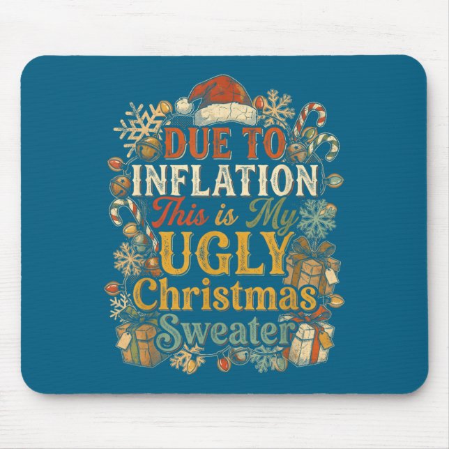 Funny Inflation Ugly Christmas Sweater Retro Vinta Mousepad (Vorne)