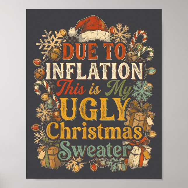 Funny Inflation Ugly Christmas Sweater Retro Vinta Poster (Vorne)