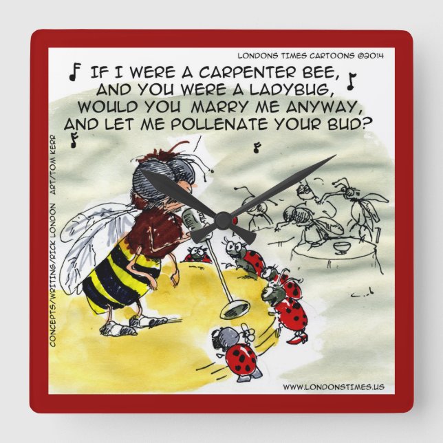 Funny Insekt Nightclub Singer Wall Clock Quadratische Wanduhr (Vorderseite)