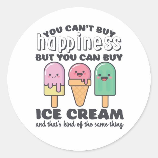 Funny Inspiration Ice Creme Life Zitat Sommer Runder Aufkleber (Vorderseite)