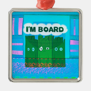 Funny Inspirational Graphic Ich langweile mich Tex Silbernes Ornament