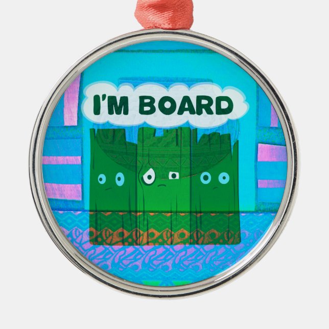 Funny Inspirational Graphic Ich langweile mich Tex Silbernes Ornament (Vorne)