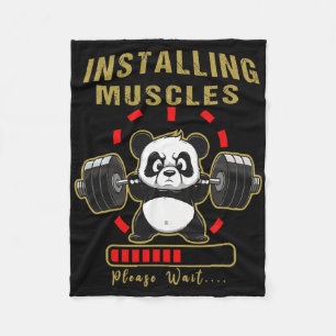 Funny installiert Muscle Panda Weight Lifting Barb Fleecedecke